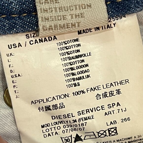 Diesel Louvely Low Rise Flare Jeans 0071J Wash Size 30 Y2K Vintage - Picture 11 of 11